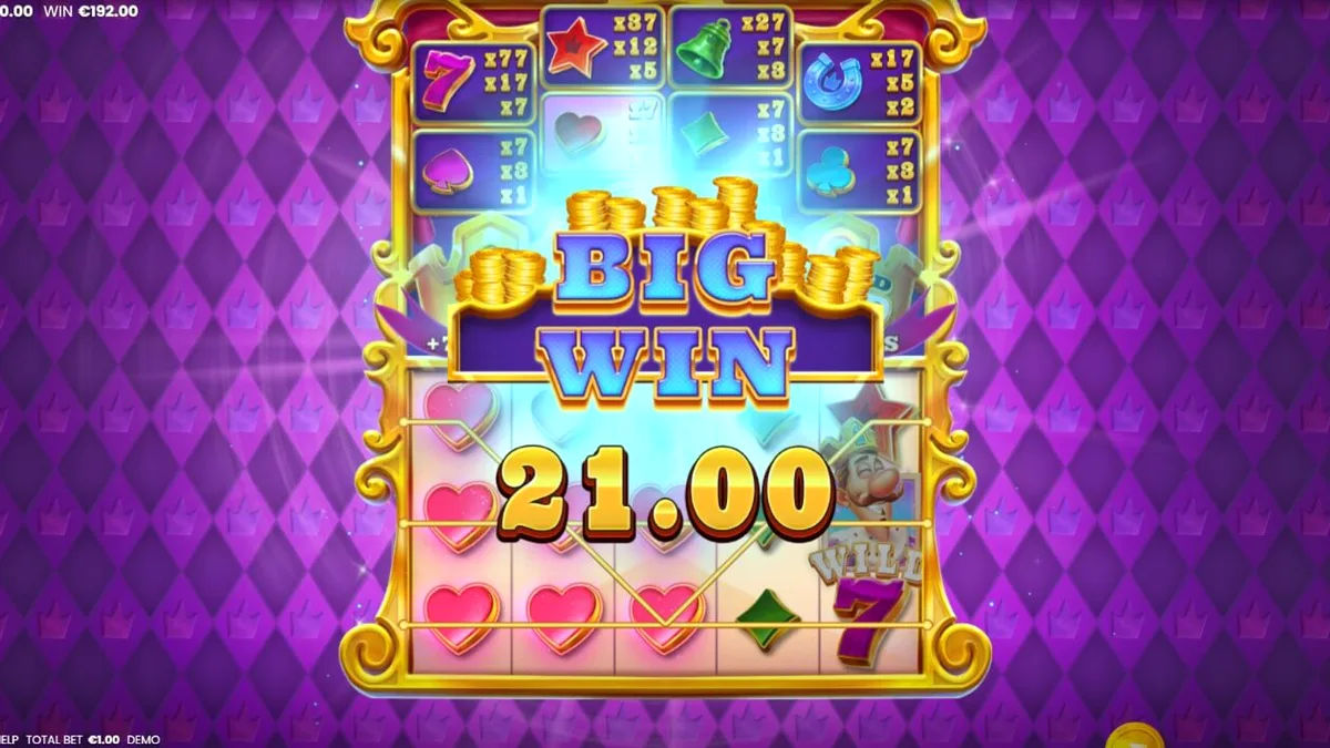 King of 7’s slot machine interface with royal crown theme